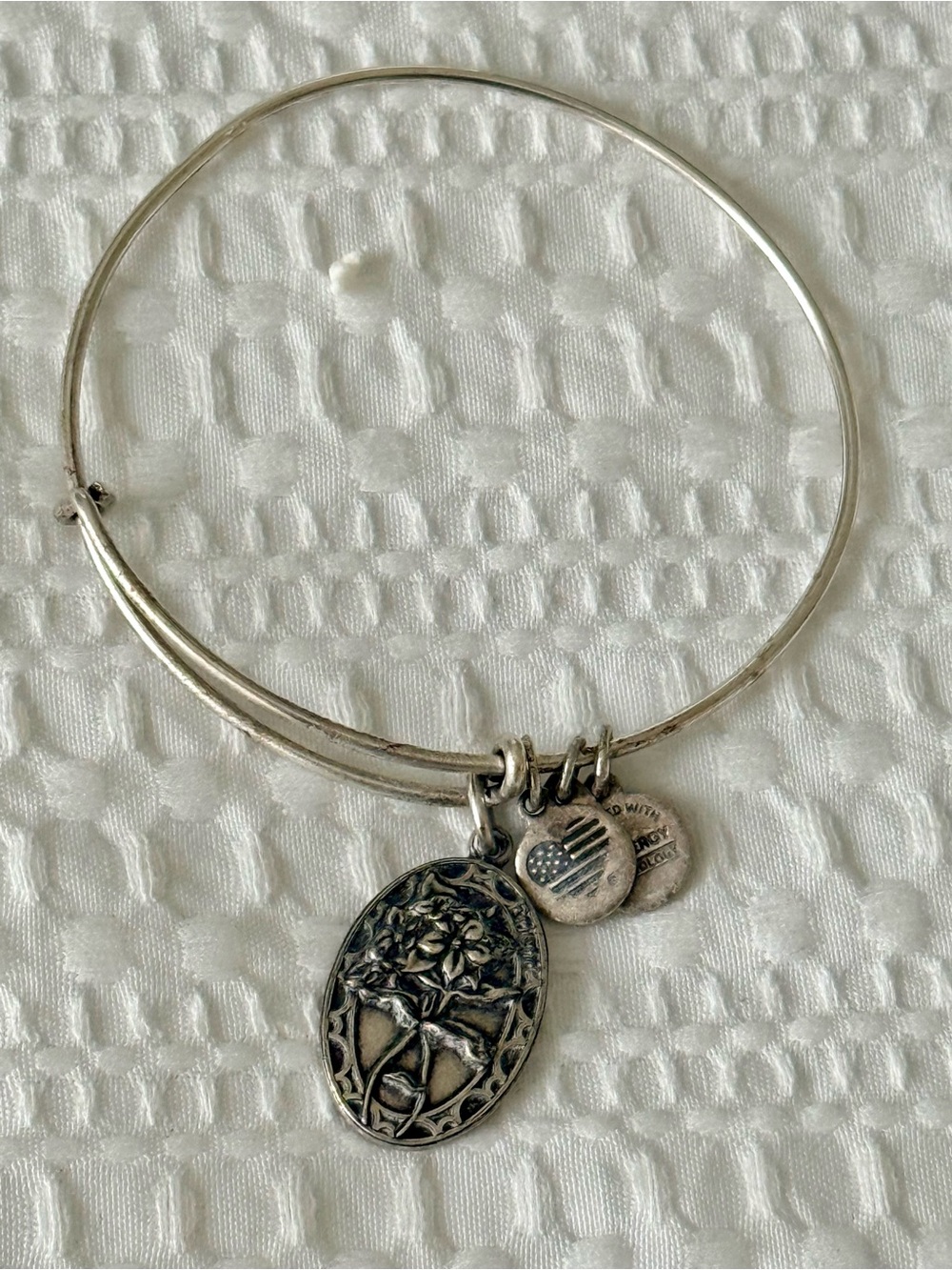 Silver-Tone Alex and Ani “I Love You Friend II” Charm Bracelet
